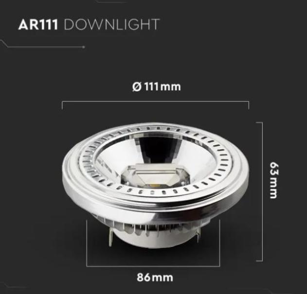 v-tac lampadina led ar111 v-tac 214257 vt-1110-40-n -12w 3000k gx53 12v - foto 2