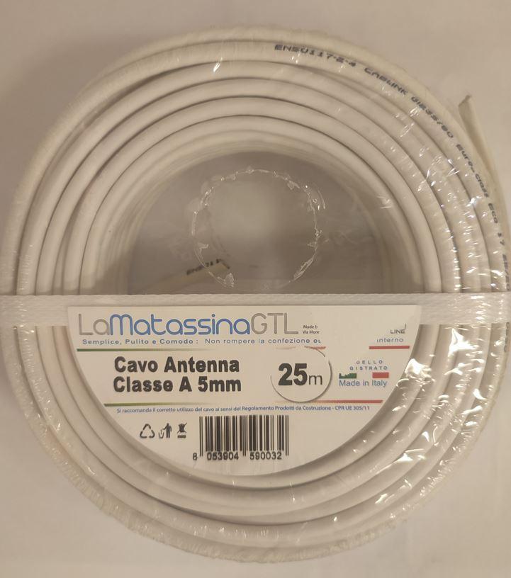 Cavo Sat classe A 5mm Go-At Topline- 25 metri bianco- MTVSATA5BI25 01