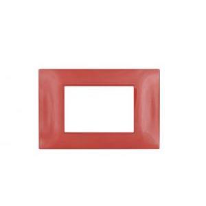 Placca tecnopolimero gem compatibile con vimar plana 14653.51 3 moduli rosso corallo - 6003-15