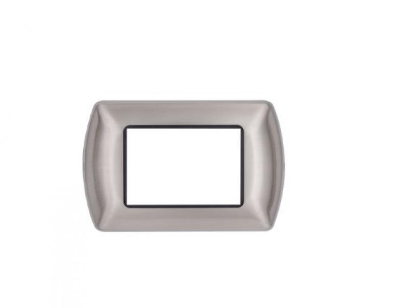 Placca metallo Art Compatibile Bticino Livinglight L4803TE 3moduli argento - 8803-05 01