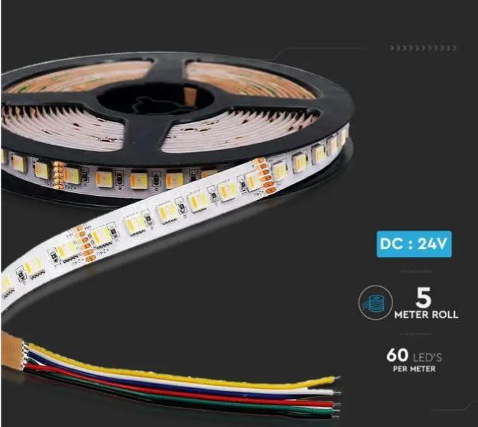 v-tac striscia led v-tac 2895 vt-5050 60 -24w/m 24v 3in1+rgb ip20 - foto 4