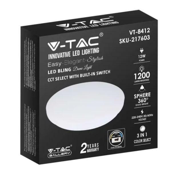 Plafoniera led tonda V-tac vt-8412 3IN1 12W 217603 02