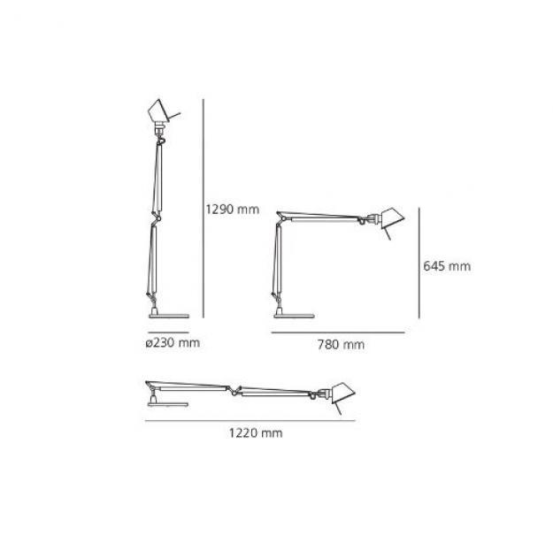 artemide tolomeo solo corpo lampada artemide a004800in2- da tavolo pure integralis-alluminio - foto 2