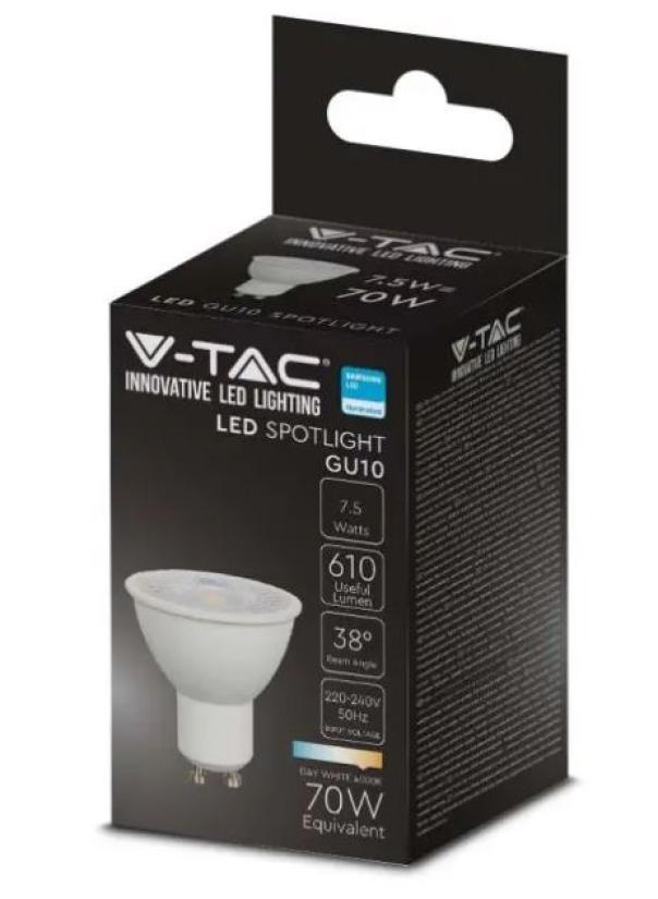 Lampadine led V-tac vt-291 chip samsung 7,5W GU10 6500K 38 gradi 21877 02