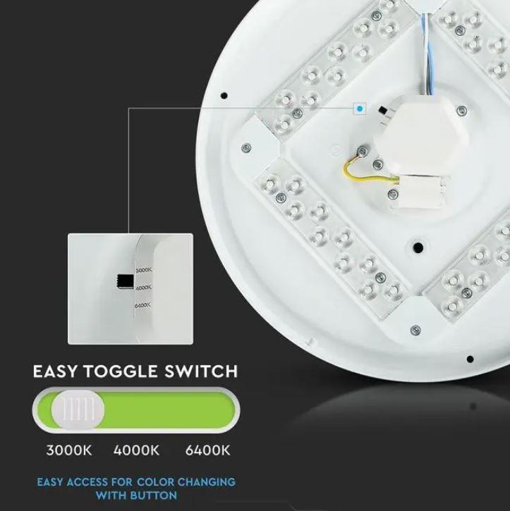 Plafoniera led tonda V-tac 18W 3/4/6K IP20 VT-8418 -7605 - 217605 02