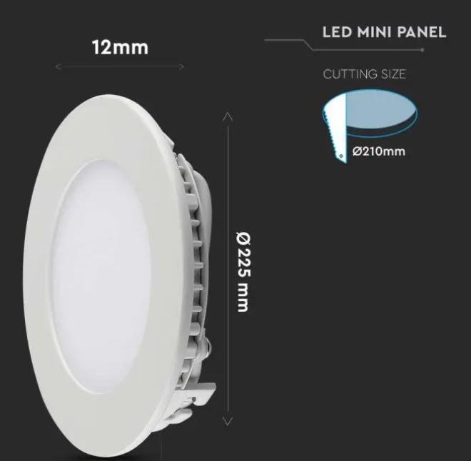 Mini pannello led tondo V-tac da incasso 18W 6400K VT-1807RD-N -4862- 214862 06