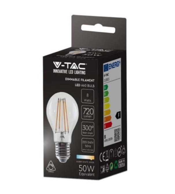 Lampadina led A67 V-tac 8W 3000K E27 VT-2288D-N -212815 02