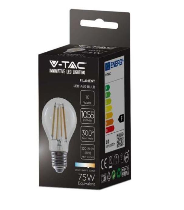 Lampadina led a filamento A60 V-tac 10W 3000K E27 VT-1981-N -214410 02