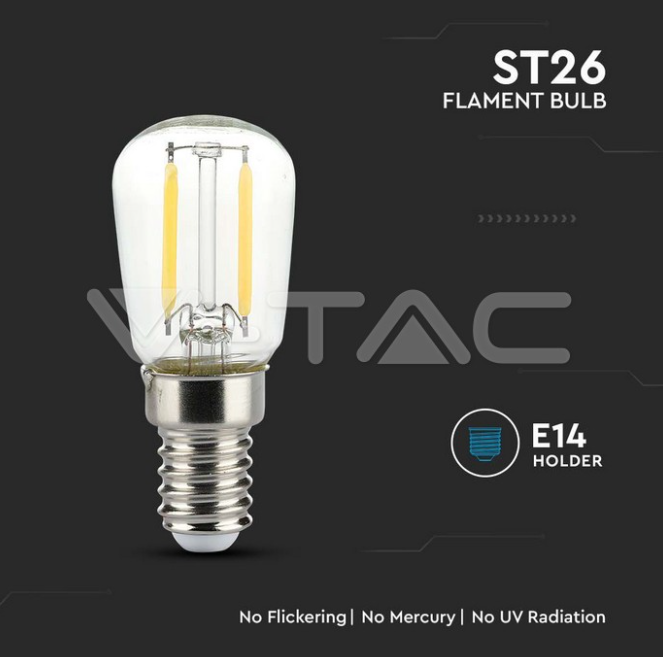 Lampadina led ST26 V-tac attacco E14 potenza 2W 4000K VT-1952-N - 214445 02