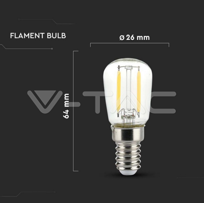 Lampadina led ST26 V-tac attacco E14 potenza 2W 4000K VT-1952-N - 214445 04