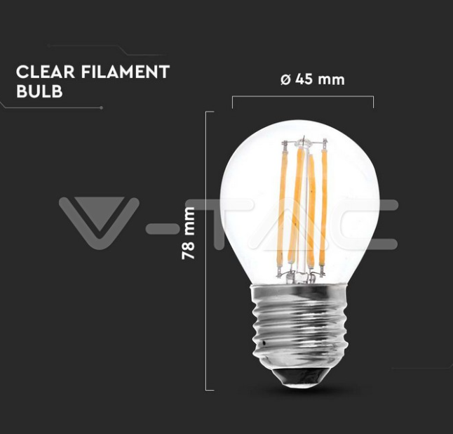 Lampadina led G45 V-tac attacco E27 4W 3000K VT-1980-N - 214306 02