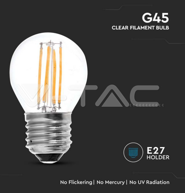 Lampadina led G45 V-tac attacco E27 4W 3000K VT-1980-N - 214306 05