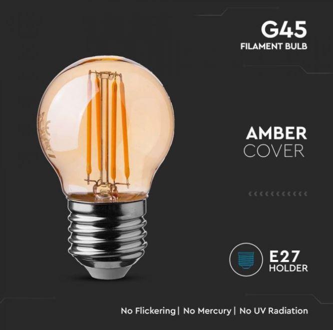 Lampadina led a filamento G45 V-tac ambra 4W 2200K E27 VT-1957-N - 217100 05