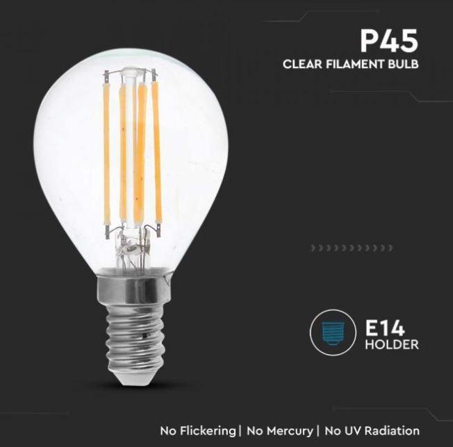 Lampadina led a filamento P45 V-tac 4W 3000K E14 VT-1996-N -214300 05