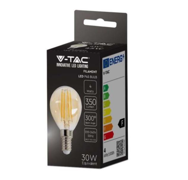 Lampadina led a filamento P45 V-tac ambra 4W 2200K E14 VT-1953-N - 214499 02