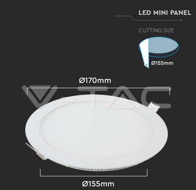 Mini pannello led V-tac 12W 4000K 85-265V - VT-1207RD-N -4858- 214858 02