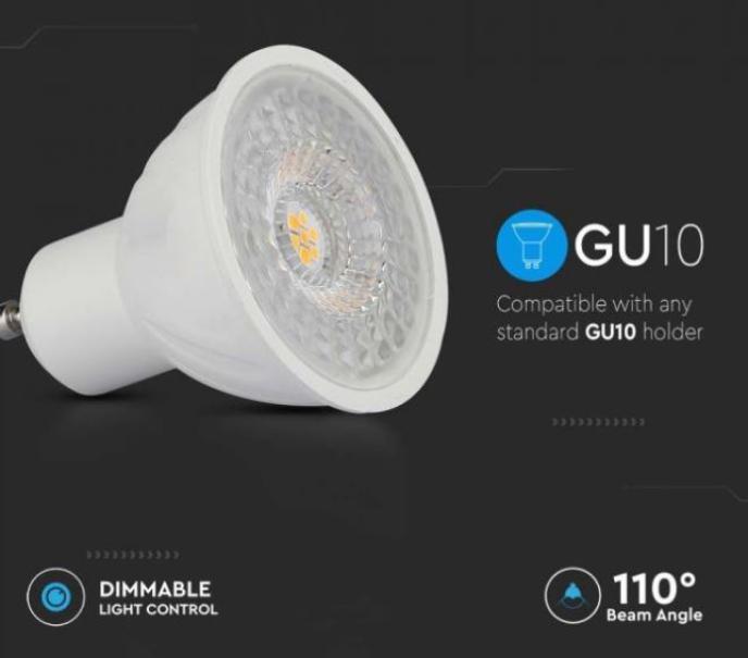 Lampadina led V-tac 6W GU10 3000K- chip samsung VT-247D-N - 21198 03