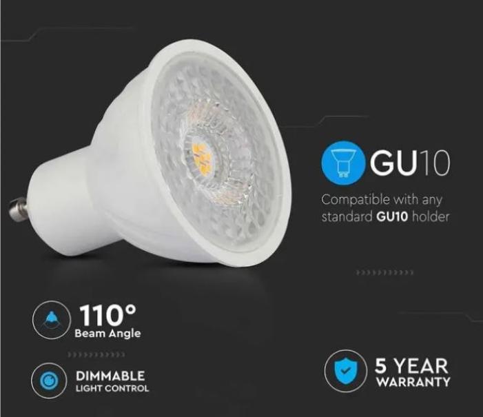 Lampadina led V-tac 6W GU10 4000K-chip samsung VT-247D-N - 21199 02