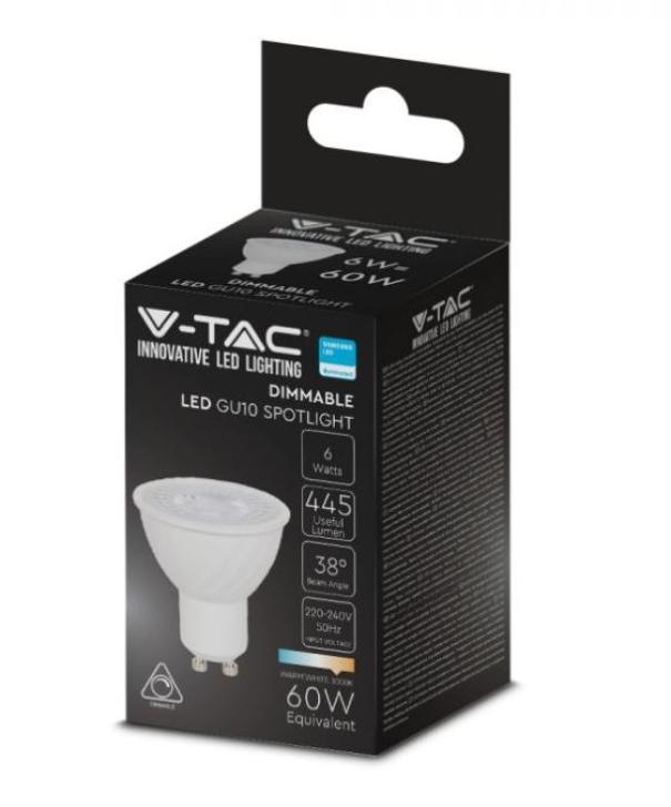 Lampadina spot led V-tac 6W 3000K GU10 dimmerabile VT-227D-N - 195 - 21195 02