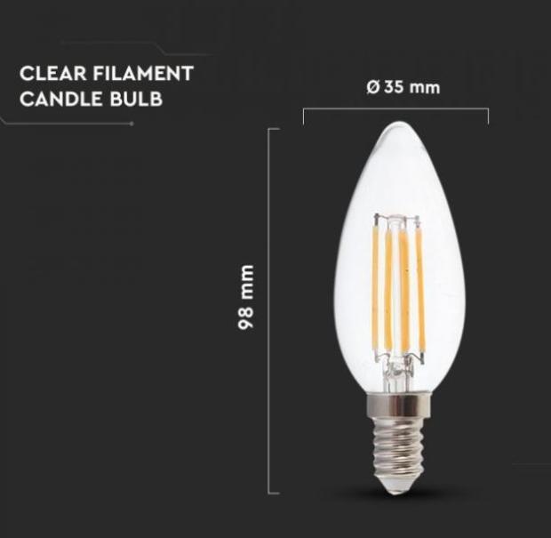 Lampadina led candela V-tac 6W 4000K E14 VT-2127-N - 217424 03