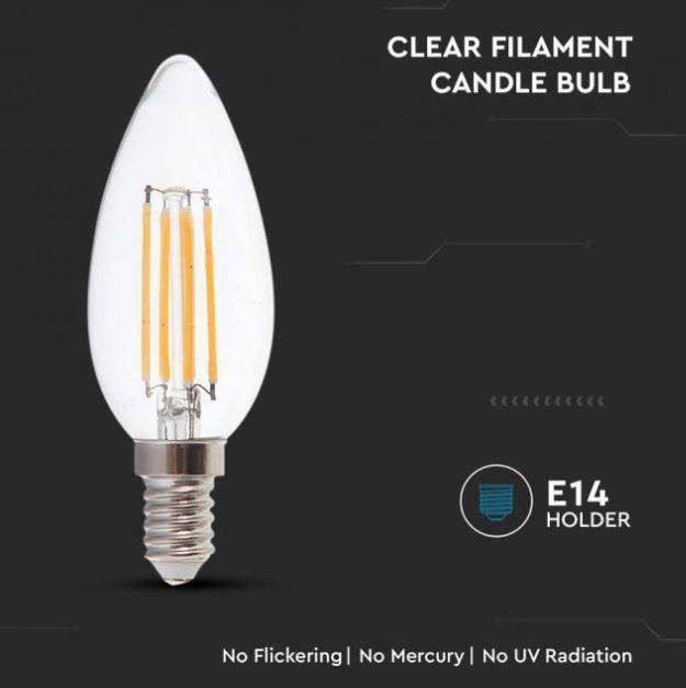 Lampadina led candela V-tac 6W 4000K E14 VT-2127-N - 217424 05