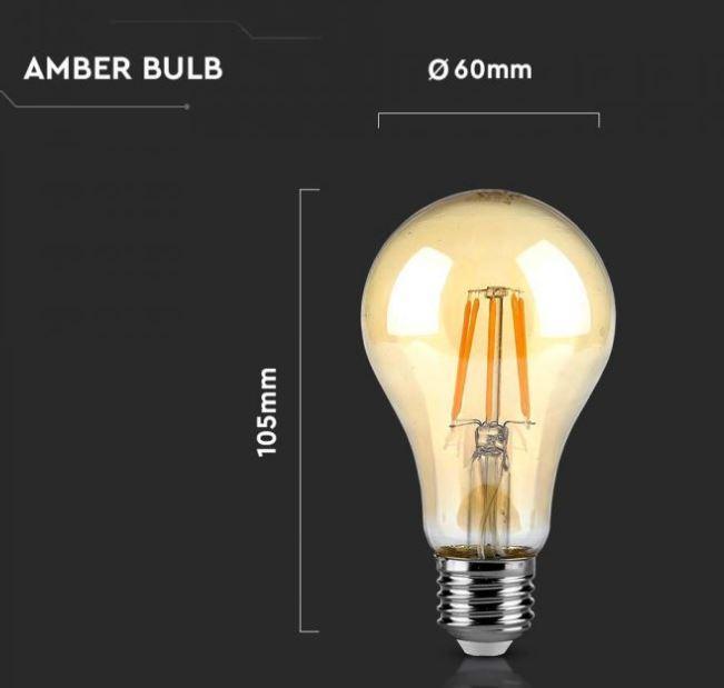 Lampadina led A67 V-tac 10W 2200K E27- ambra VT-2028-N -217157 03