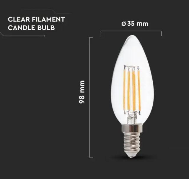 Lampadina led candela V-tac 4W 3000K E14 dimmerabile VT-2304D -2870 02