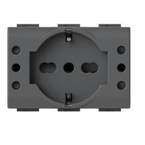 Presa 4box p503 presa schuko e due prese 10a bticino livingnow nero - 4bp503.kg