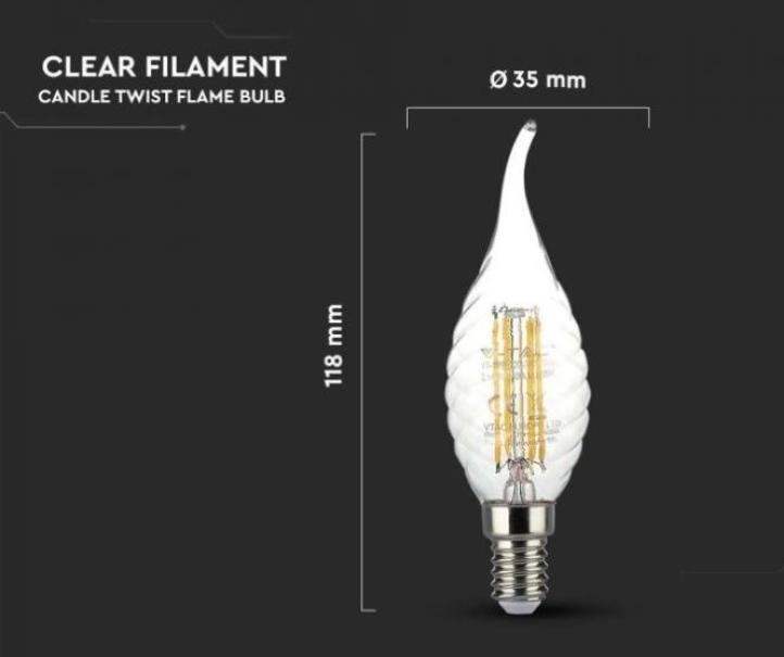 Lampadina led candela V-tac 4W E14 3000K VT-1995-N- 4308- 214308 05