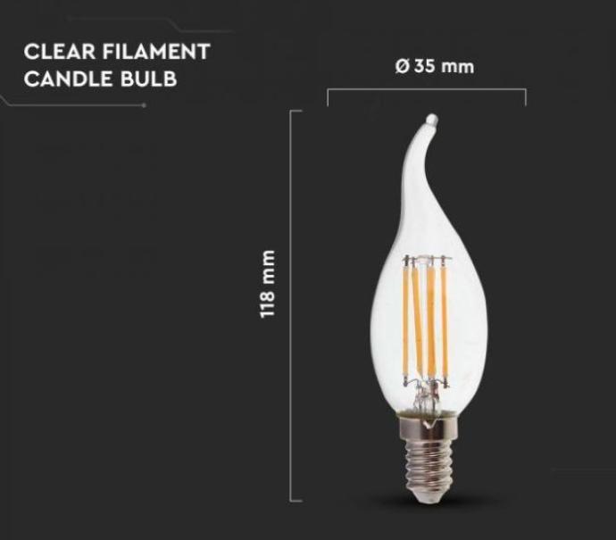 Lampadina led candela V-tac 4W E14 4000K VT-1997-N -4429 - 214429 05