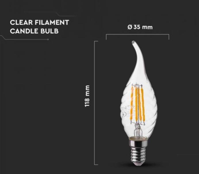 Lampadina led candela V-tac 4W E14 4000K VT-1995-N - 4431 - 214431 05