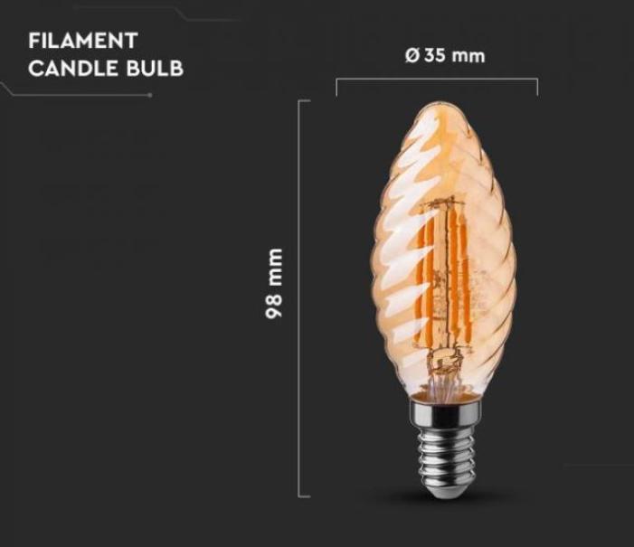 Lampadina led candela V-tac 4W E14 2200K VT-1948-N - 217115 05