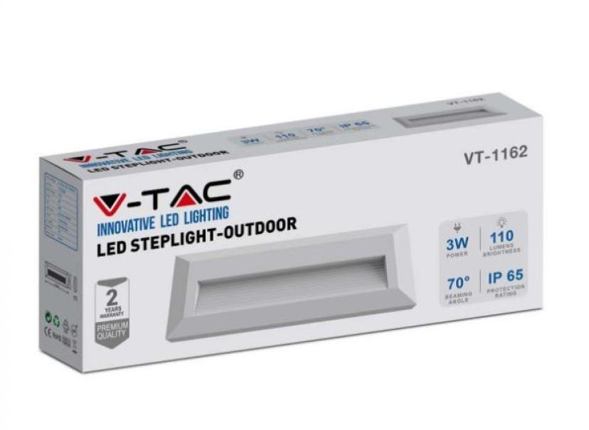 Segnapasso led V-tac rettangolare 3W 4000K bianco VT-1162-W-N -1326 - 211326 02