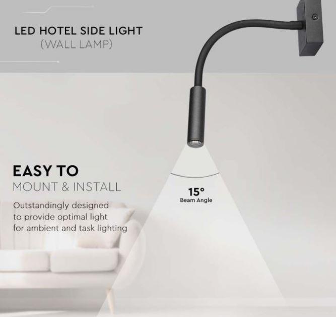 Lampada led V-tac da hotel 3W 3000K nero- VT-2903-N  211485 02