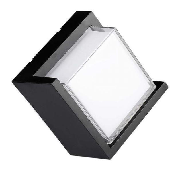 Lampada led da parete V-tac 12W 3000K nero VT-827-SQ-N - 218539 01