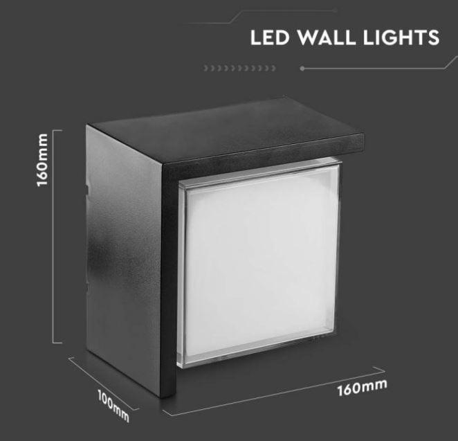 Lampada led da parete V-tac 12W 3000K nero VT-827-SQ-N - 218539 04