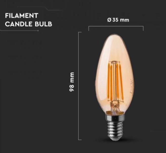 Lampadina led candela V-tac 4W E14 2200K VT-1955-N - 7113- 217113 05