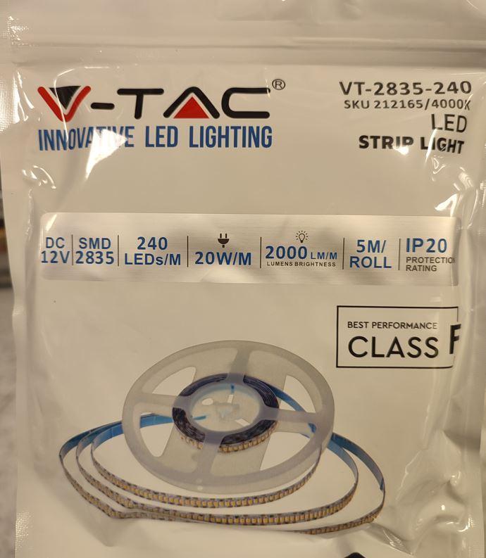 Striscia led V-tac 12V 4000K IP20 5 metri - VT-2835 -2165- 212165 02