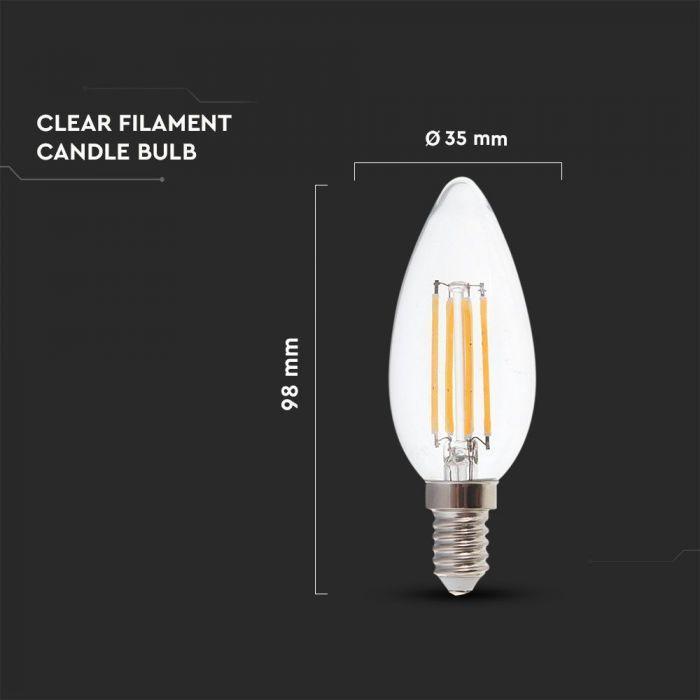 Lampadina oliva LED V-tac 6500K E14 6W a filamento VT-2127-N 7425 - 217425 02