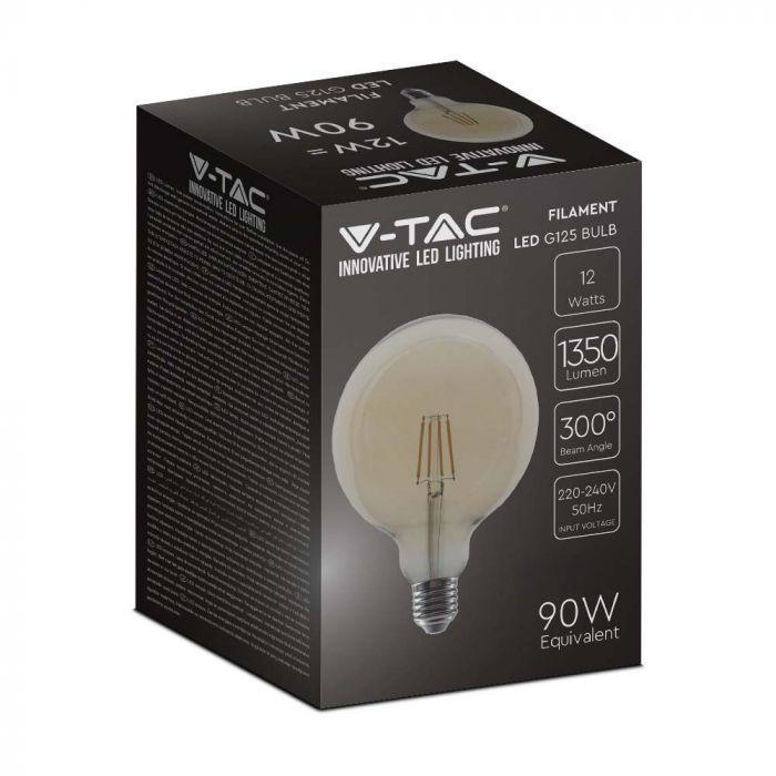 Globo ambra LED a filamento V-tac E27 12W 2200K VT-2153-N 7456 217456 02