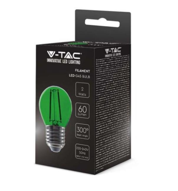 Lampadina led G45 V-tac 2W E27 verde VT-2132-G-N - 7411 - 217411 02