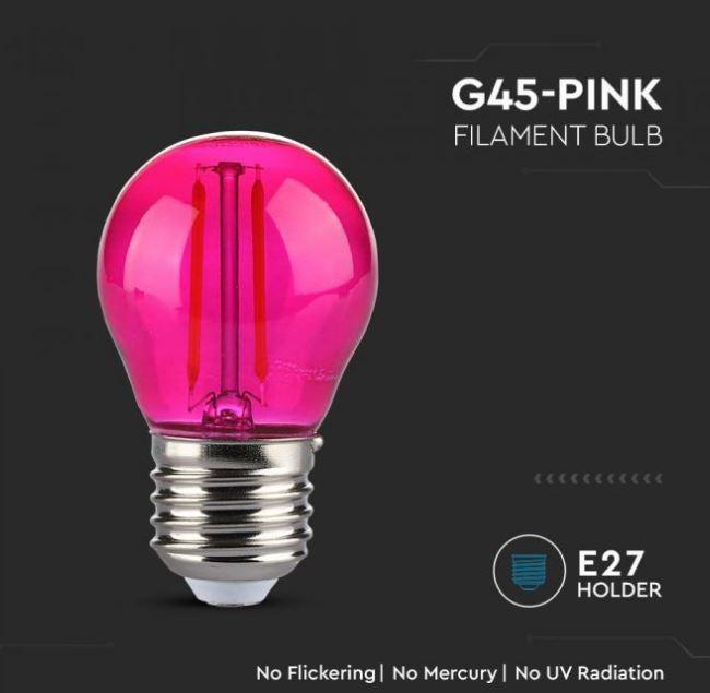 Lampadina led G45 V-tac 2W E27 rosa VT-2132-P-N - 7410- 217410 04