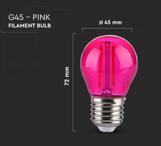 Lampadina led G45 V-tac 2W E27 rosa VT-2132-P-N - 7410- 217410 05