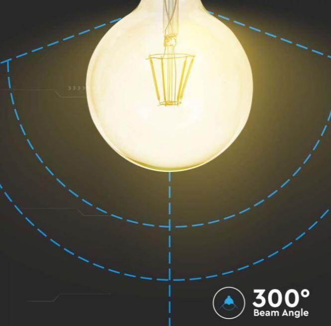 Lampadina led G125 V-tac 4W E27 2200K ambra VT-1956-N -4473- 214473 03