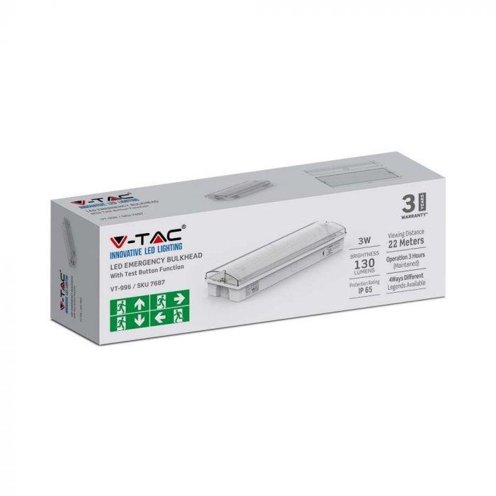 Plafoniera di emergenza LED 3W V-tac 6400K IP65 VT-996 7687 01