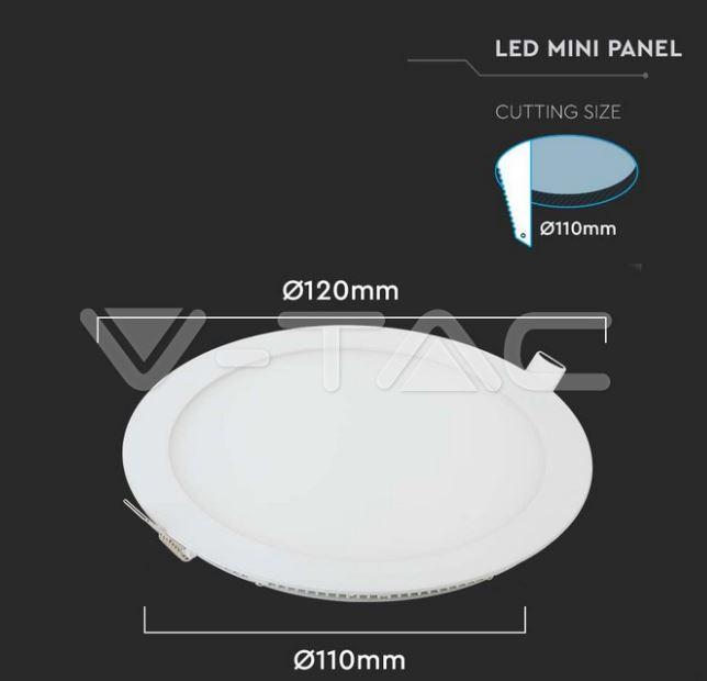 Mini pannello led V-tac da incasso 6W 3000K VT-607RD-N - 4854- 214854 02