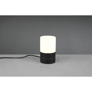 Ary ii lampada da tavolo nera cilindro vetro bianco h. 15cm