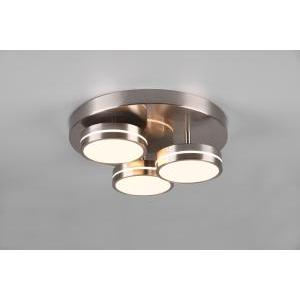 Franklin plafoniera led 3 diffusori circolari acciaio regolazione intentouchdimmerta' con interruttore a parete d. 35cm