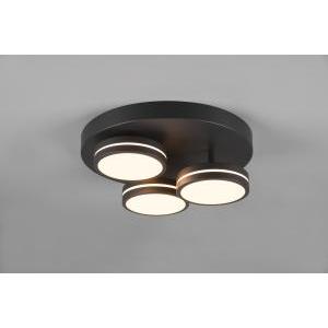 Franklin plafoniera led 3 diffusori circolari antracite regolazione intentouchdimmerta' con interruttore a parete d. 35cm