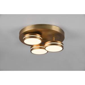 Franklin plafoniera led 3 diffusori circolari ottone invecchiato regolazione intentouchdimmerta' con interruttore a parete d. 35cm